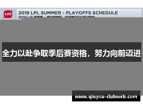 全力以赴争取季后赛资格，努力向前迈进